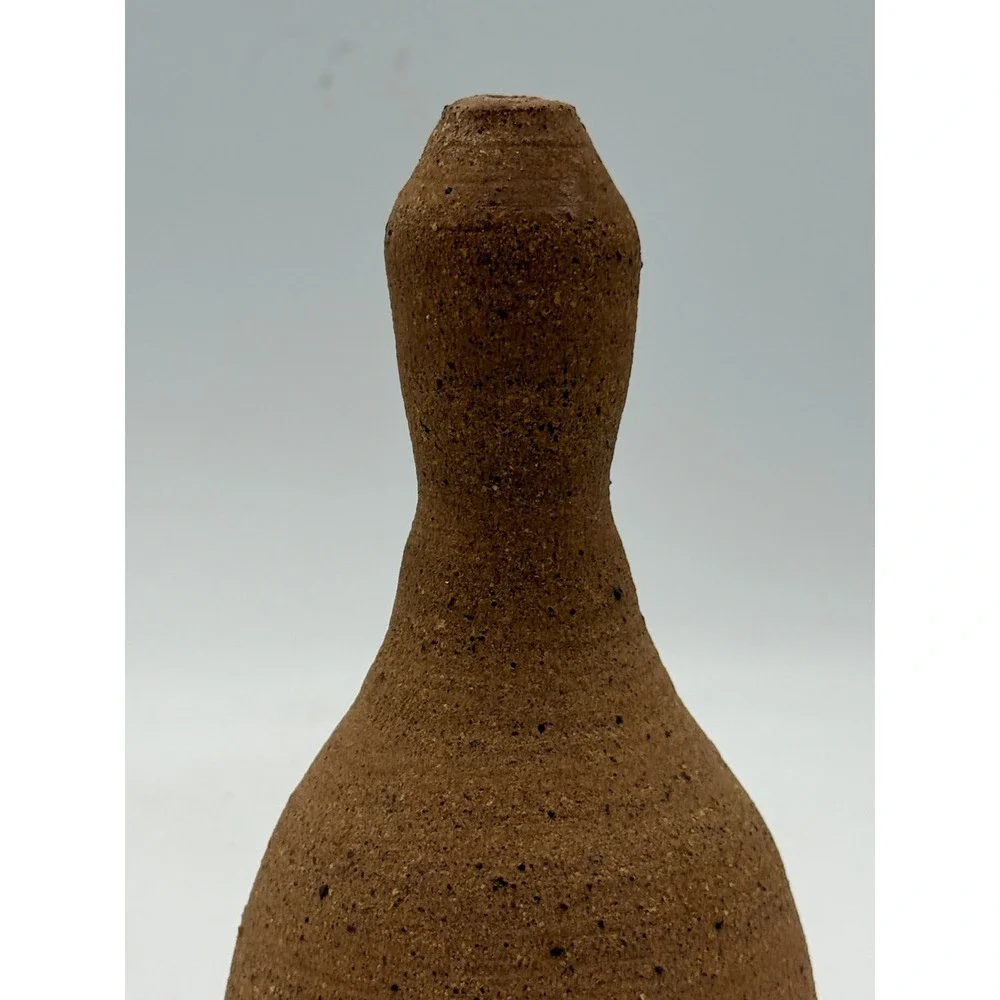 Pottery Bell Unique Small Brown Speckled Textured Stoneware Decor One of a Kind